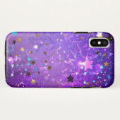 Paarse folieachtergrond met sterren Case-Mate iPhone case (Achterkant (horizontaal))