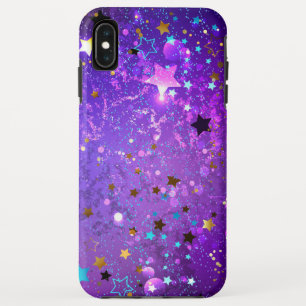 Paarse folieachtergrond met sterren iPhone XS max hoesje