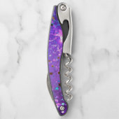 Paarse folieachtergrond met sterren kurkentrekker (Achterkant)