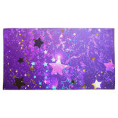 Paarse folieachtergrond met sterren kussensloop (Voorkant-Rechts)