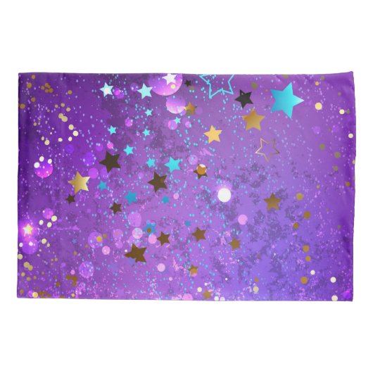 Paarse folieachtergrond met sterren kussensloop (Achterkant)