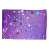 Paarse folieachtergrond met sterren kussensloop (Achterkant-Links)