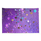 Paarse folieachtergrond met sterren kussensloop (Achterkant-Rechts)