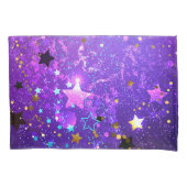 Paarse folieachtergrond met sterren kussensloop (Voorkant-Links)