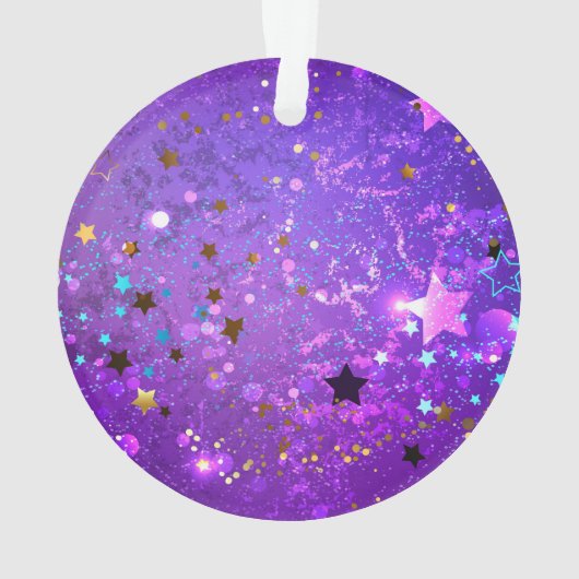 Paarse folieachtergrond met sterren ornament (achterkant)