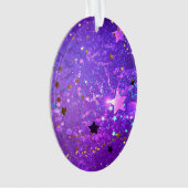 Paarse folieachtergrond met sterren ornament (voorkant)