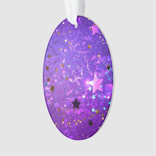Paarse folieachtergrond met sterren ornament (voorkant)