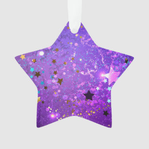 Paarse folieachtergrond met sterren ornament