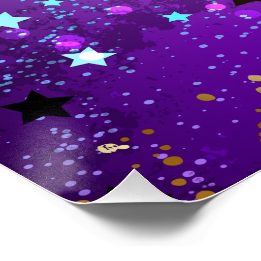 Paarse folieachtergrond met sterren perfect poster (Hoek)