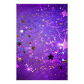 Paarse folieachtergrond met sterren perfect poster (Voorkant)
