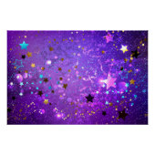 Paarse folieachtergrond met sterren perfect poster (Voorkant)