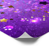 Paarse folieachtergrond met sterren poster (Hoek)