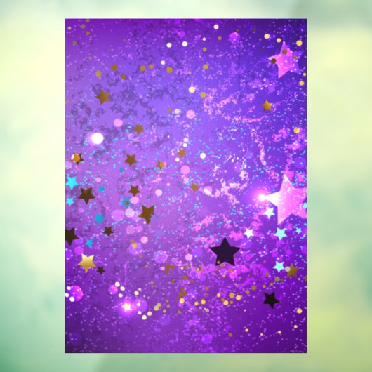 Paarse folieachtergrond met sterren raamsticker (Vel 3)