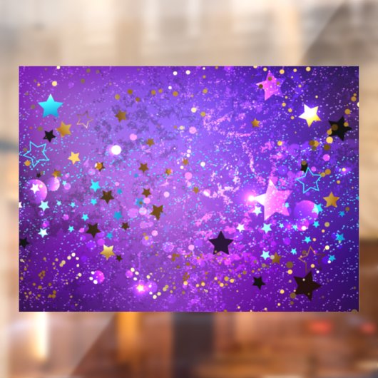 Paarse folieachtergrond met sterren raamsticker (Vel 2)