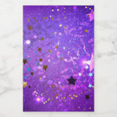 Paarse folieachtergrond met sterren voedselcontainer etiket (Enkel label)