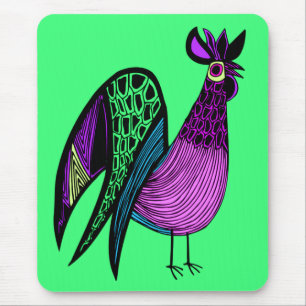 Paarse Folk Art Rooster Muismat