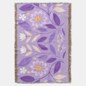 Paarse Folk Bloemen Geweven Gooi Deken (Voorkant Verticaal)