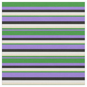 Paarse, Forest Green, Tan, White en Black Lines Stof