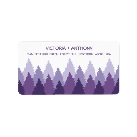 Paarse Forest Range Woodland bruiloft Etiket (Voorkant)