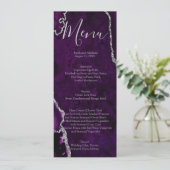 Paarse Formele Minimalistische Fancy Luxe Bruiloft Menu (Staand voorkant)