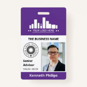 Paarse foto & 2 logo's Medewerker ID Badge (Voorkant)