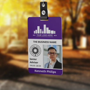 Paarse foto & 2 logo's Personeels-ID Badge