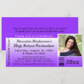 Paarse foto Afstuderen Ticket-uitvindingen Kaart (Voorkant / Achterkant)