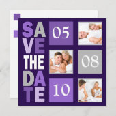 Paarse foto bewaart de datumuitnodigingen save the date (Voorkant / Achterkant)