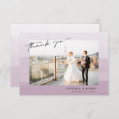 Paarse fotobruiloft bedankkaart (Voorkant / Achterkant)