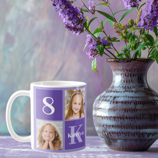 Paarse Fotocollage Verjaardagscadeau Koffiemok