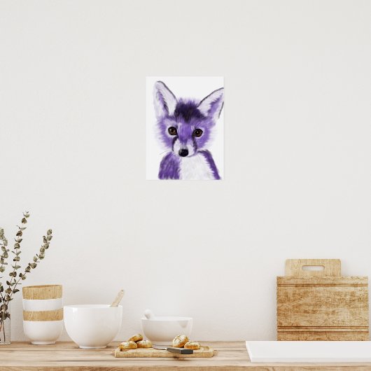 Paarse fox neursery Painting Poster (Keuken)