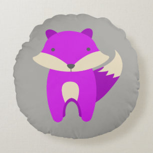 Paarse Fox Pillow Rond Kussen