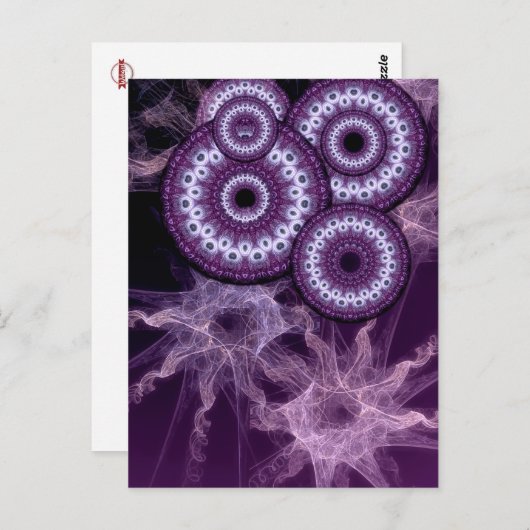 Paarse Fractal Fantasy Briefkaarten (Voorkant / Achterkant)