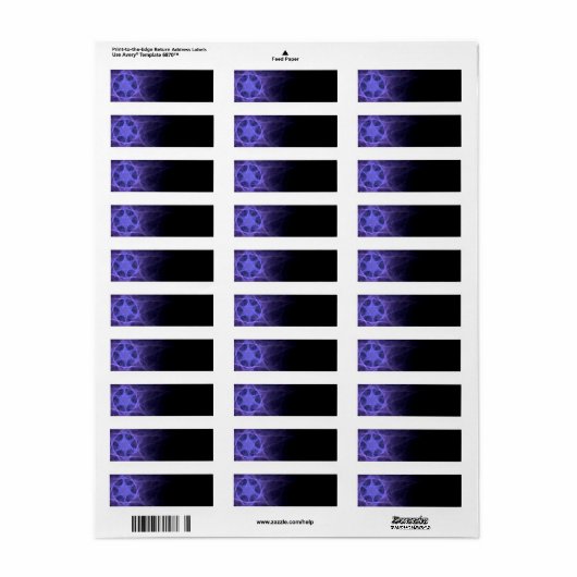 Paarse fractale ster van David Etiket (Full Sheet)