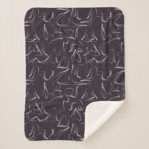 Paarse franjeaap Yoga seamless pattern 15 Sherpa Deken