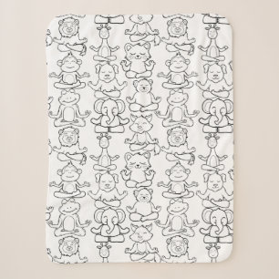 Paarse franjeaap Yoga seamless pattern 16 Sherpa Deken