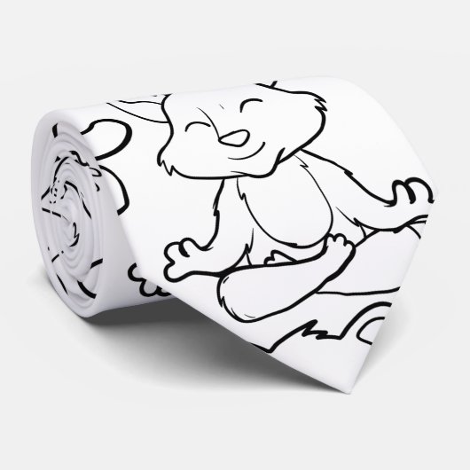 Paarse franjeaap Yoga seamless pattern 16 Stropdas (Opgerold)