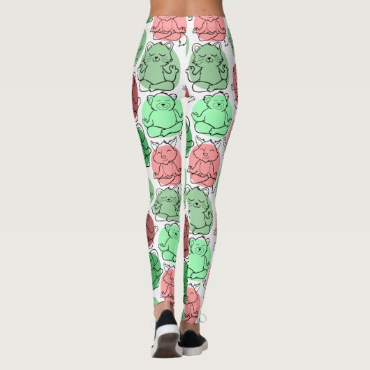 Paarse franjeaap Yoga seamless pattern 18 Leggings (Achterkant)