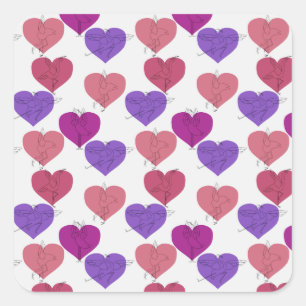 Paarse franjeaap Yoga seamless pattern 1 Vierkante Sticker