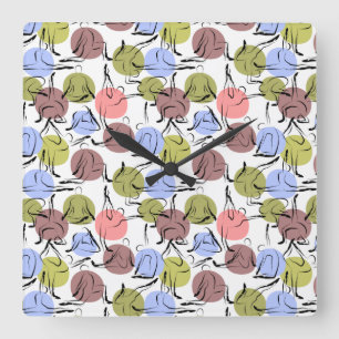 Paarse franjeaap Yoga seamless pattern 25 Vierkante Klok