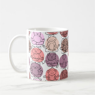 Paarse franjeaap Yoga seamless pattern 31 Koffiemok