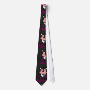 Paarse franjeaap Yoga seamless pattern 32 Stropdas