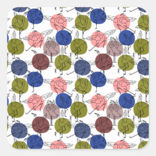 Paarse franjeaap Yoga seamless pattern 34 Vierkante Sticker