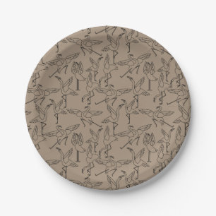 Paarse franjeaap Yoga seamless pattern 35 Papieren Bordje