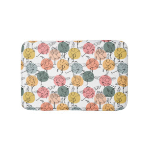Paarse franjeaap Yoga seamless pattern 37 Badmat