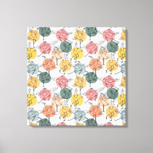 Paarse franjeaap Yoga seamless pattern 37 Canvas Afdruk