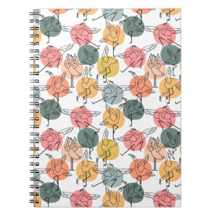 Paarse franjeaap Yoga seamless pattern 37 Notitieboek