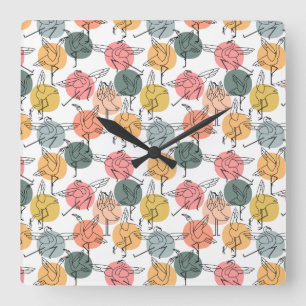 Paarse franjeaap Yoga seamless pattern 37 Vierkante Klok
