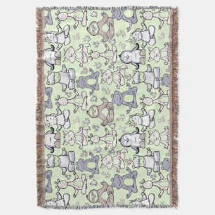 Paarse franjeaap Yoga seamless pattern 46 Deken