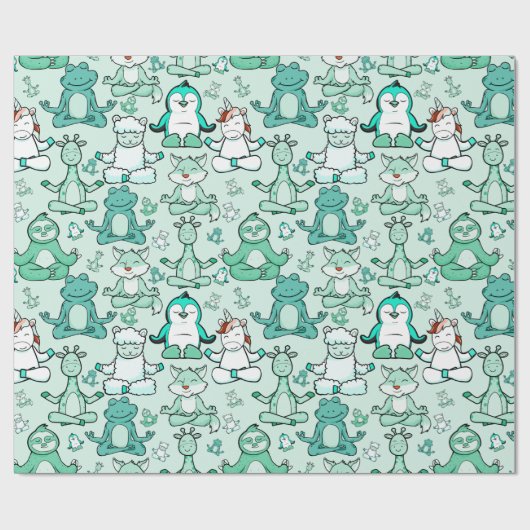 Paarse franjeaap Yoga seamless pattern 47 Cadeaupapier (Vlak)